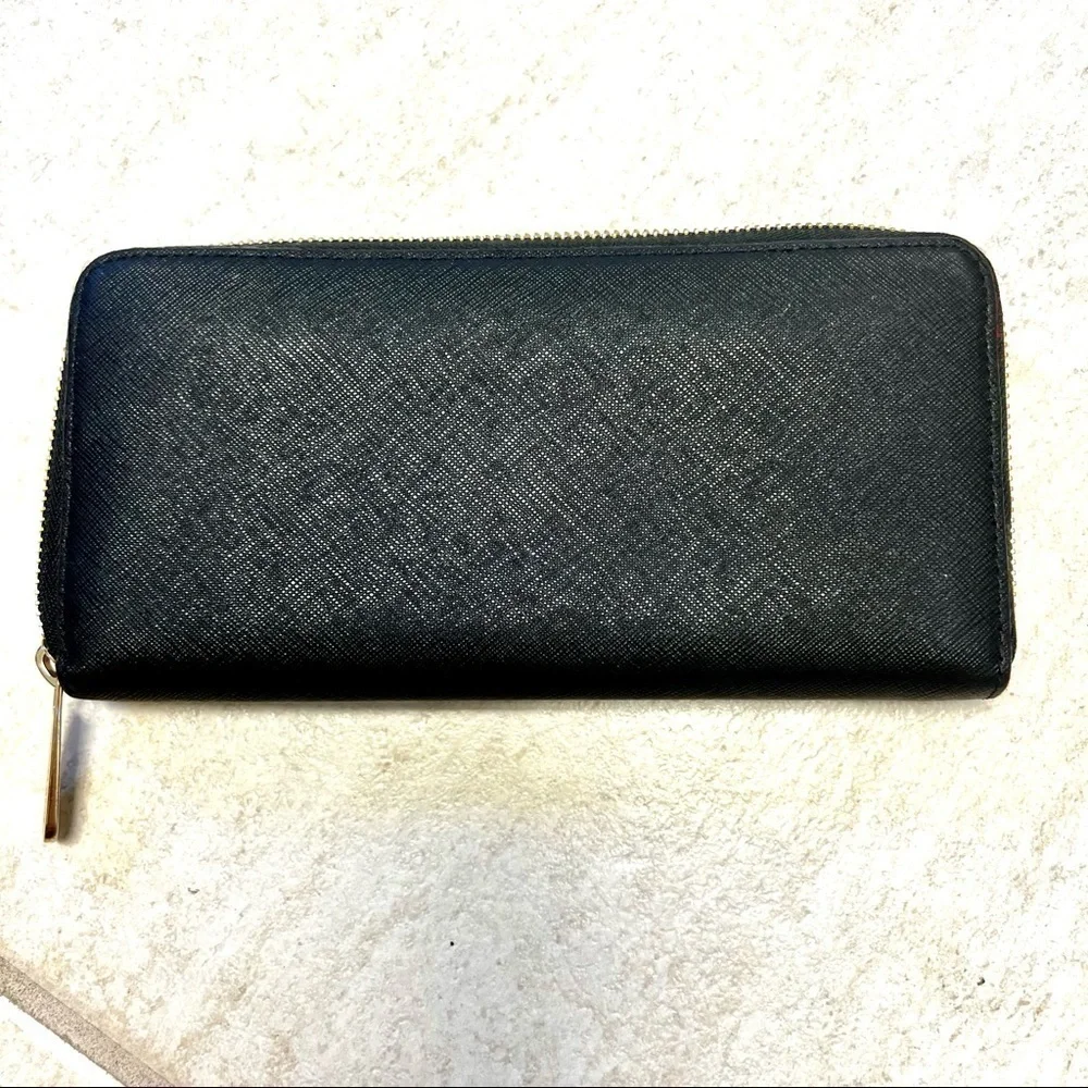 MICHAEL KORS Jet Set Travel Large Crossgrain Leather Wallet black womens